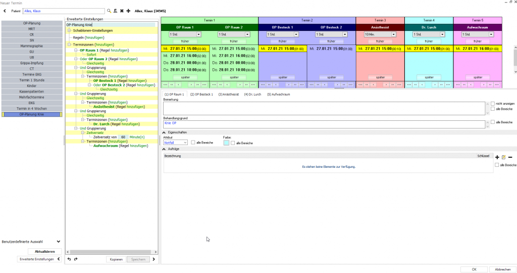 Arztsoftware MEDICAL OFFICE Ansicht Ressourcenverwaltung