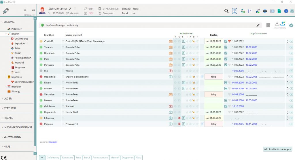 Arztsoftware ImpfDocNE MEDICAL OFFICE Ansicht