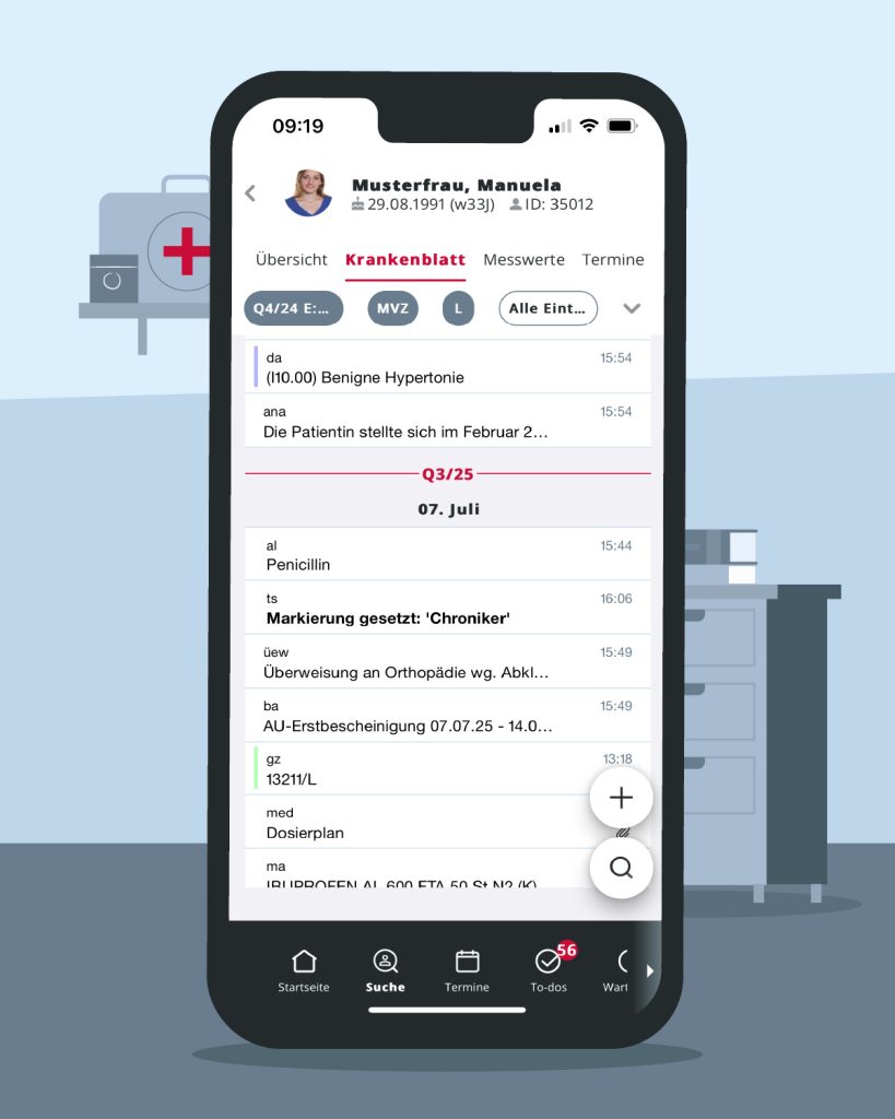 MEDICAL OFFICE Krankenblatt in der App