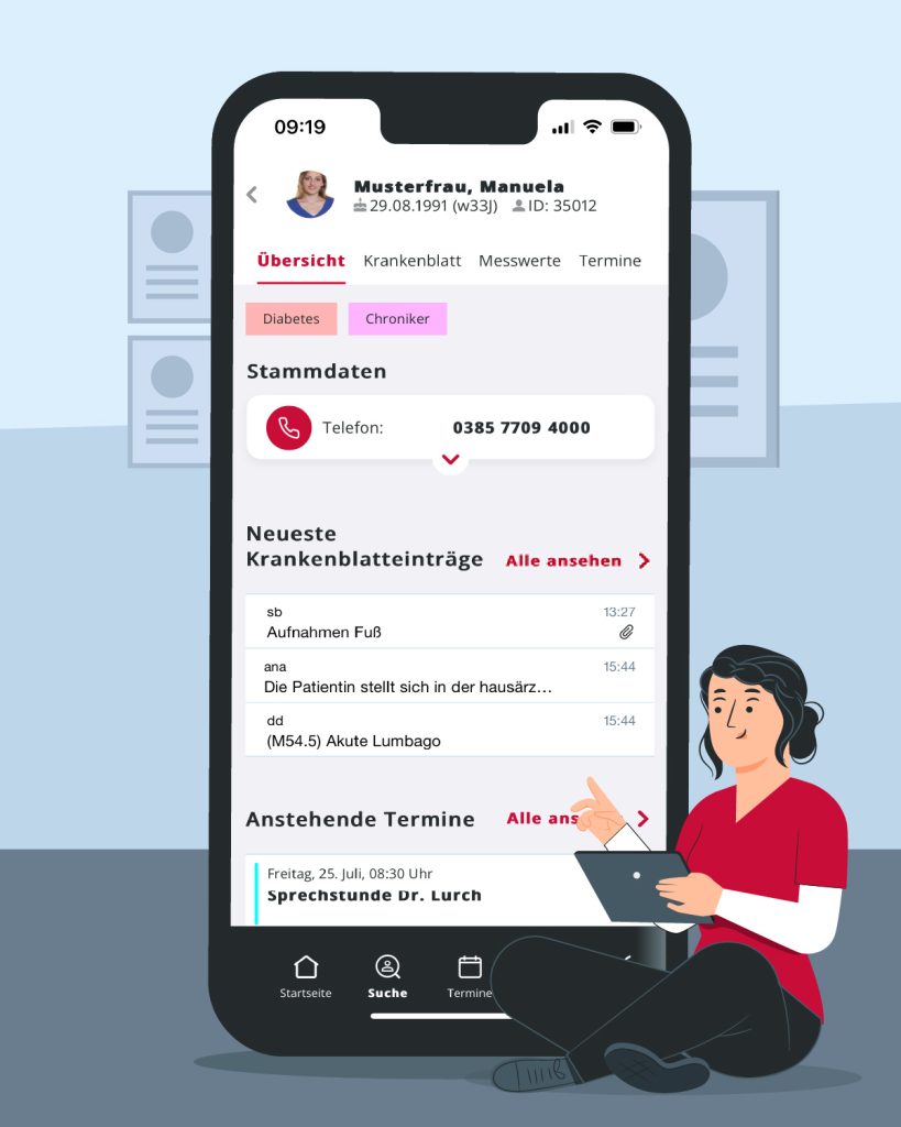 Patienteneinträge in der App