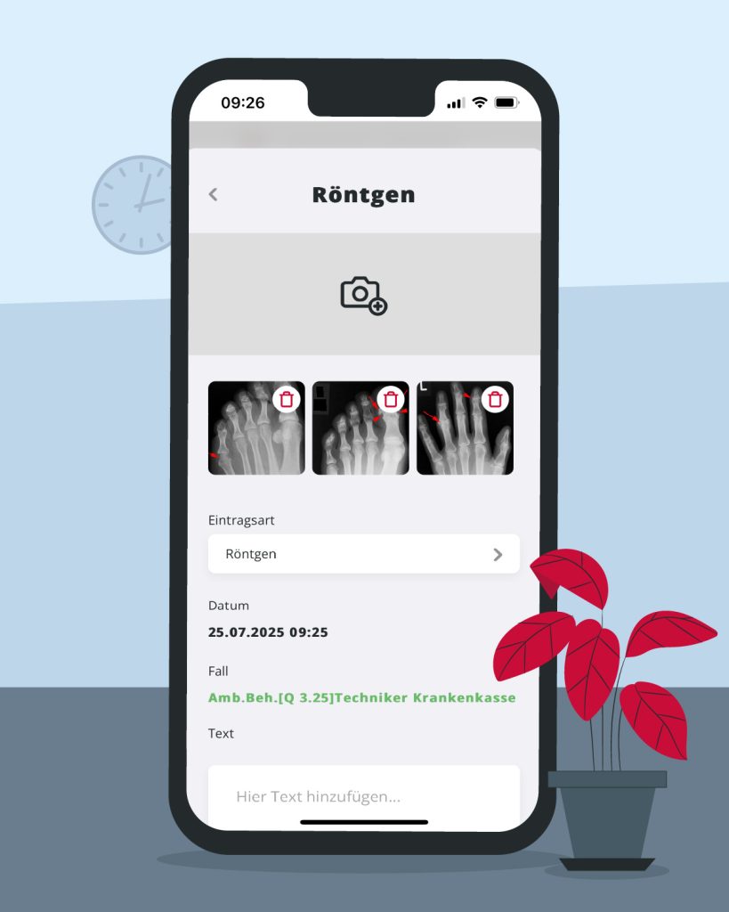 Von unterwegs aus in der App dokumentieren - Röntgen