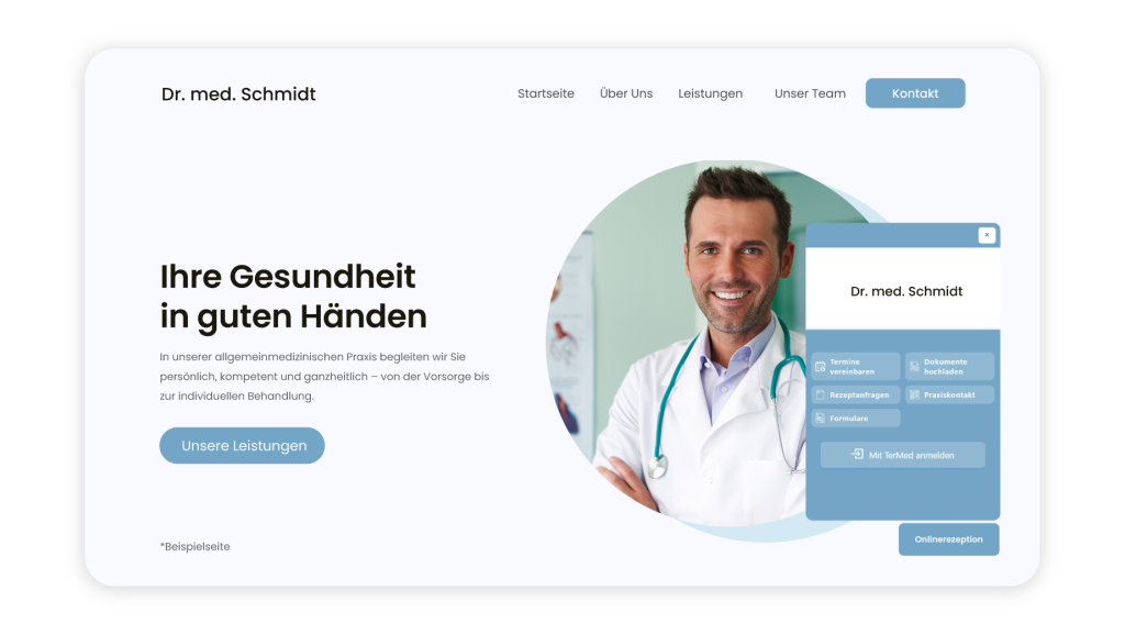 MEDICAL OFFICE Onlinerezeption - eingebunden auf der Praxiswebseite 
