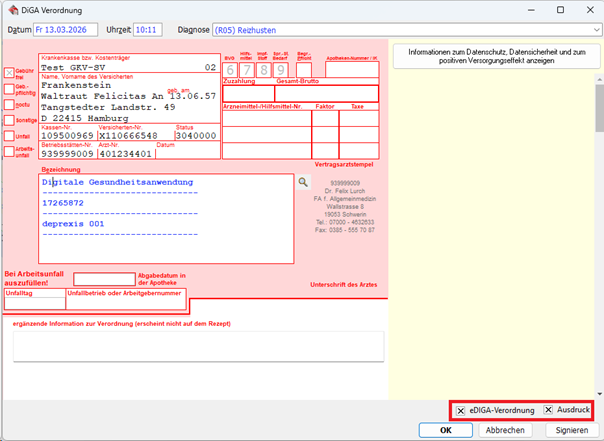 Elektronische Verordnung digitaler Gesundheitsanwendungen (eVDGA) in MEDICAL OFFICE