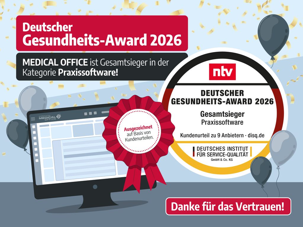 MEDICAL OFFICE ist Gesamtsieger in der Kategorie "Praxissoftware" bei den Gesundheits-Awards 2026.